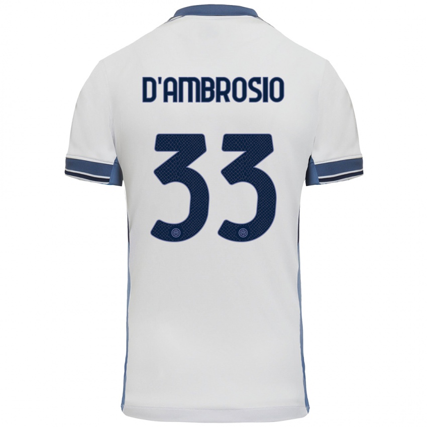 Heren Danilo D'ambrosio #33 Wit Grijs Uitshirt Uittenue 2024/25 T-Shirt