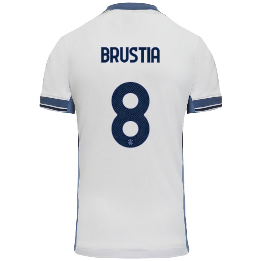 Heren Martina Brustia #8 Wit Grijs Uitshirt Uittenue 2024/25 T-Shirt