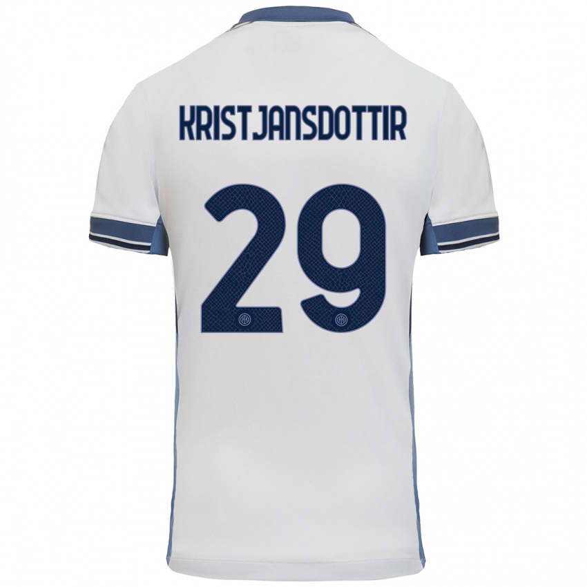 Heren Anna Bjork Kristjansdottir #29 Wit Grijs Uitshirt Uittenue 2024/25 T-Shirt