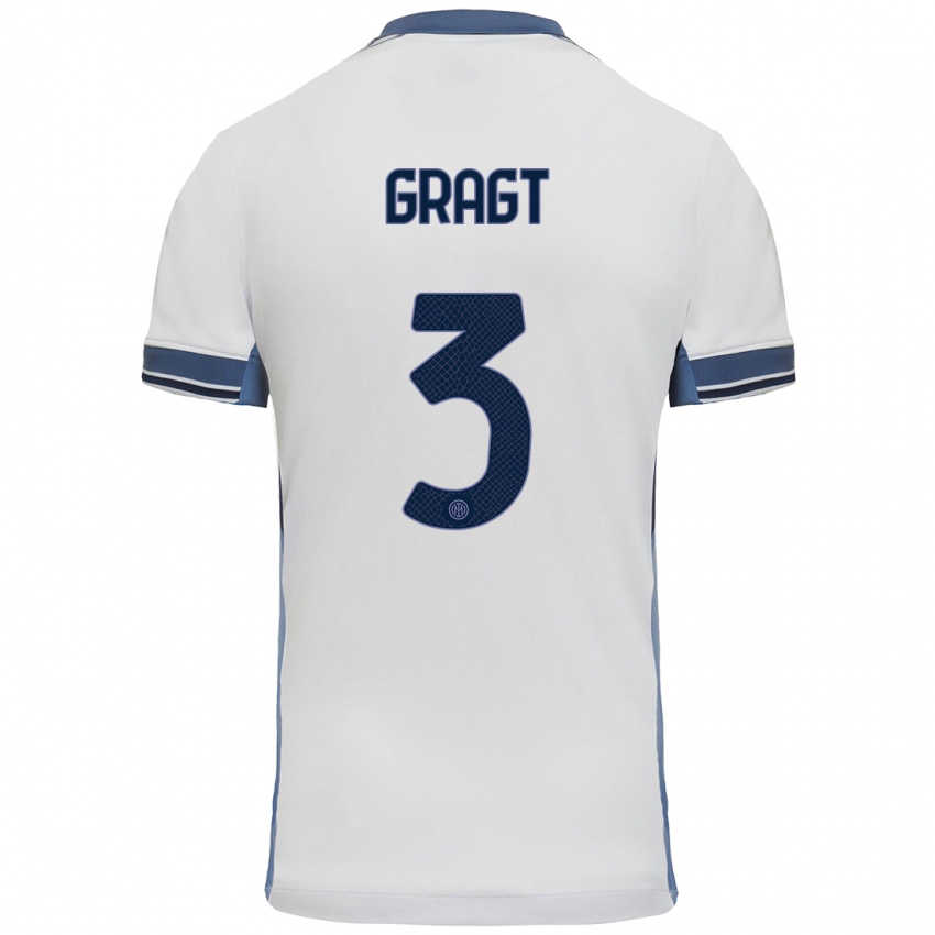 Heren Stefanie Van Der Gragt #3 Wit Grijs Uitshirt Uittenue 2024/25 T-Shirt