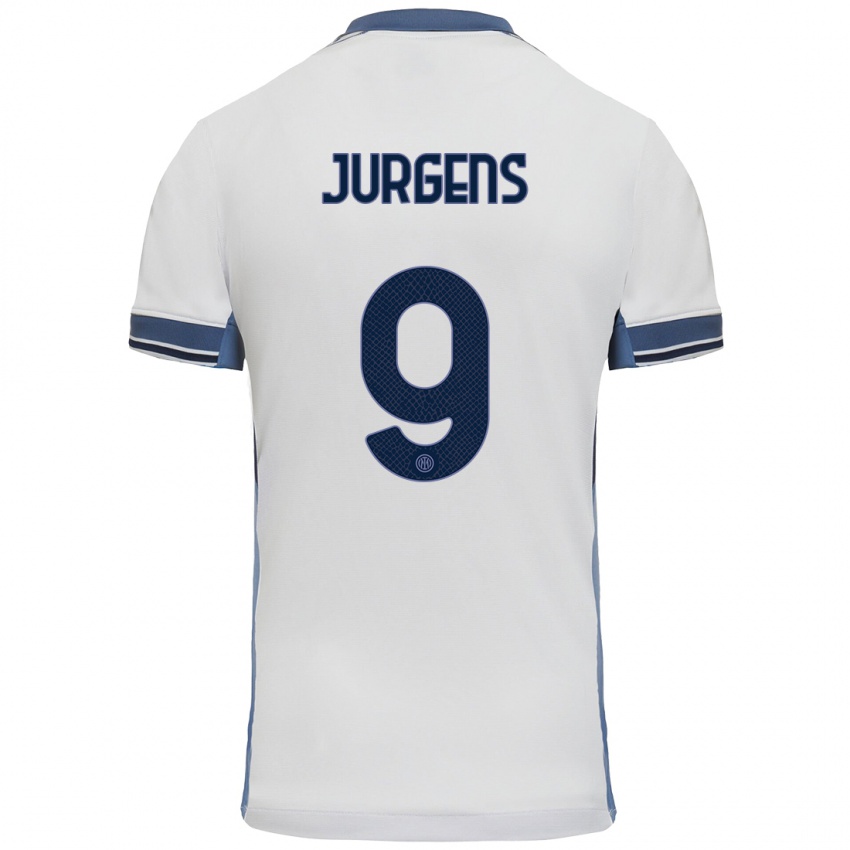 Heren Oliver Jurgens #9 Wit Grijs Uitshirt Uittenue 2024/25 T-Shirt