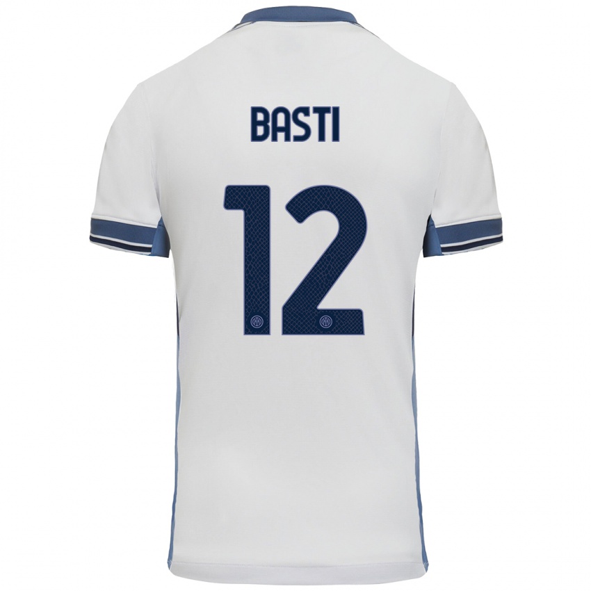 Heren Matteo Basti #12 Wit Grijs Uitshirt Uittenue 2024/25 T-Shirt