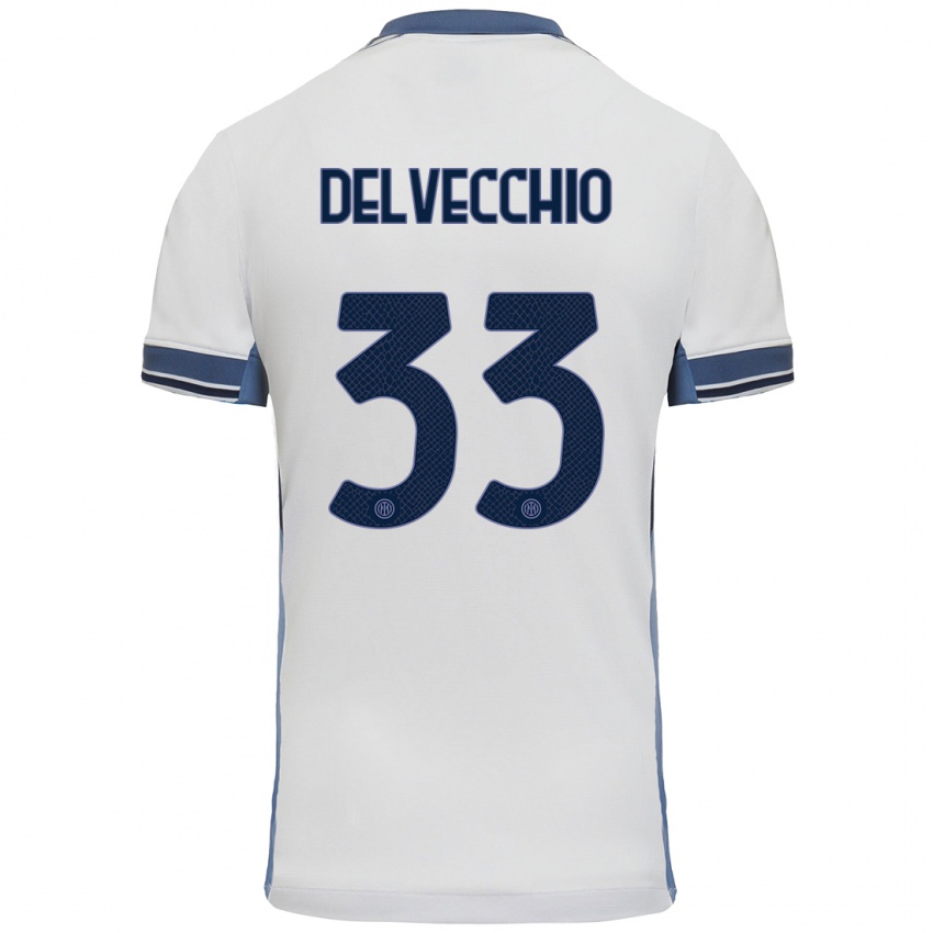 Heren Gabriele Delvecchio #33 Wit Grijs Uitshirt Uittenue 2024/25 T-Shirt