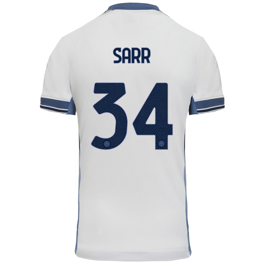 Heren Amadou Sarr #34 Wit Grijs Uitshirt Uittenue 2024/25 T-Shirt