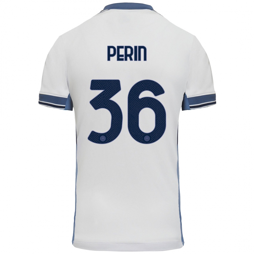 Heren Nicolo Perin #36 Wit Grijs Uitshirt Uittenue 2024/25 T-Shirt