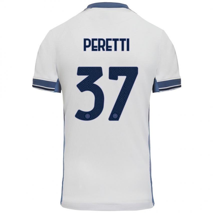 Heren Lorenzo Peretti #37 Wit Grijs Uitshirt Uittenue 2024/25 T-Shirt