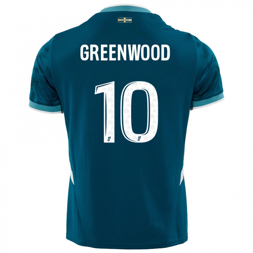 Heren Mason Greenwood #10 Turkoois Blauw Uitshirt Uittenue 2024/25 T-Shirt