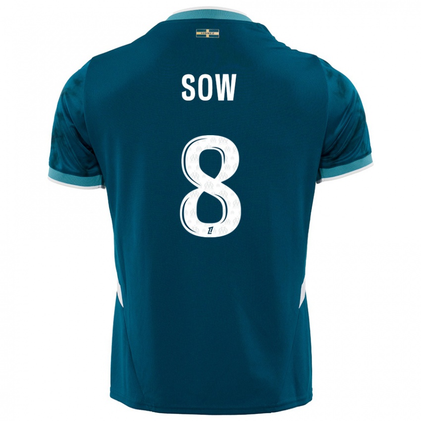 Heren Mbayang Sow #8 Turkoois Blauw Uitshirt Uittenue 2024/25 T-Shirt