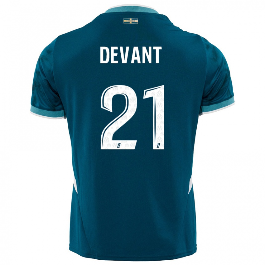 Heren Caroline Devant #21 Turkoois Blauw Uitshirt Uittenue 2024/25 T-Shirt