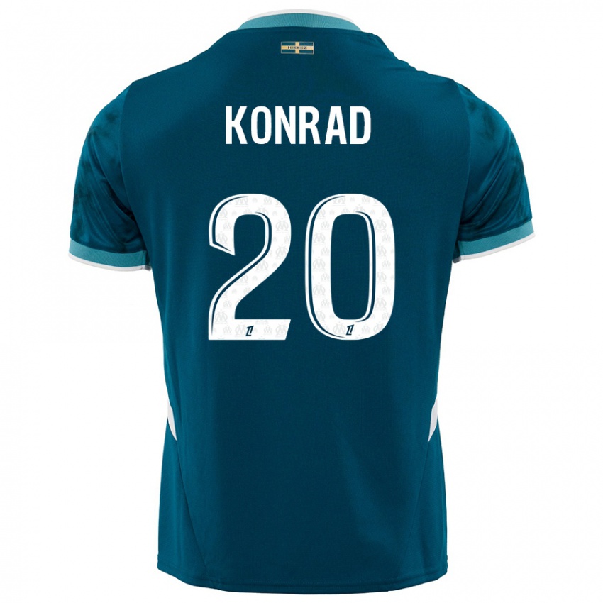 Heren Konrad De La Fuente #20 Turkoois Blauw Uitshirt Uittenue 2024/25 T-Shirt