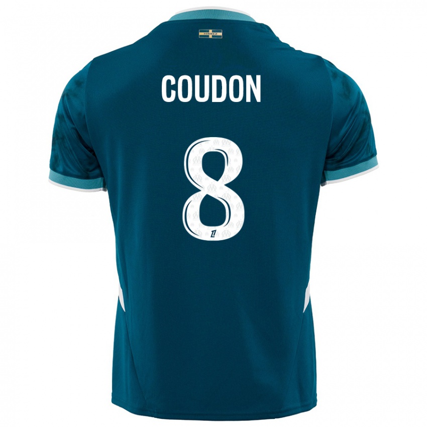 Heren Marine Coudon #8 Turkoois Blauw Uitshirt Uittenue 2024/25 T-Shirt