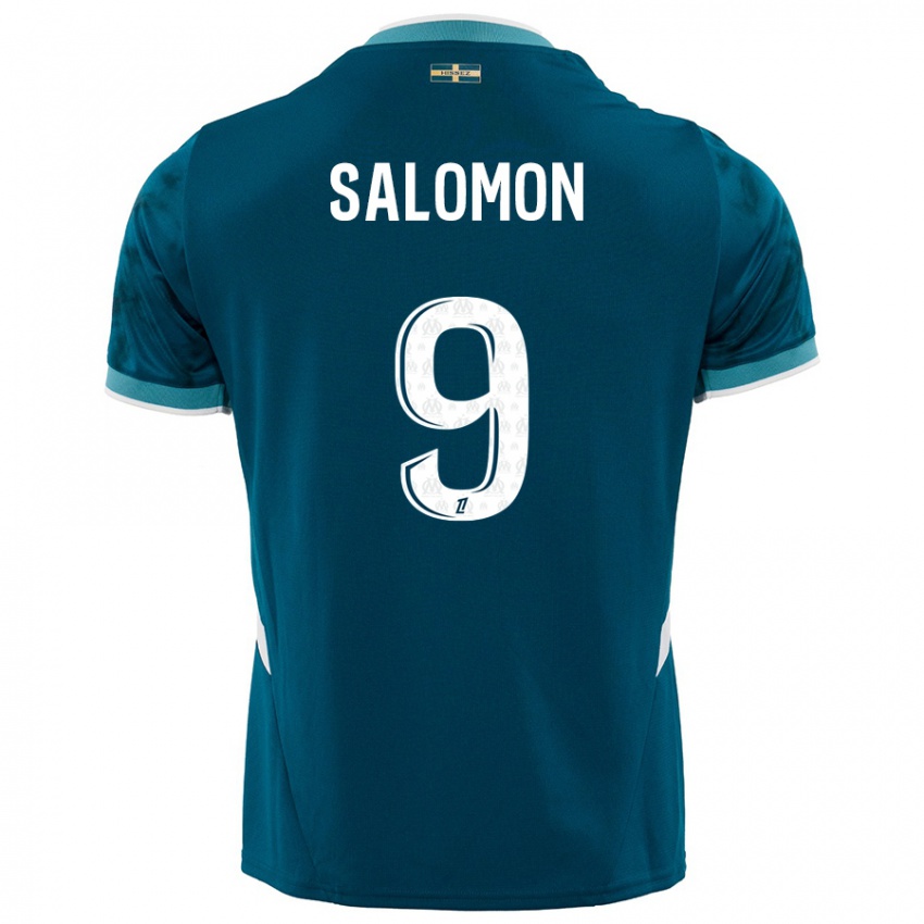 Heren Maeva Salomon #9 Turkoois Blauw Uitshirt Uittenue 2024/25 T-Shirt