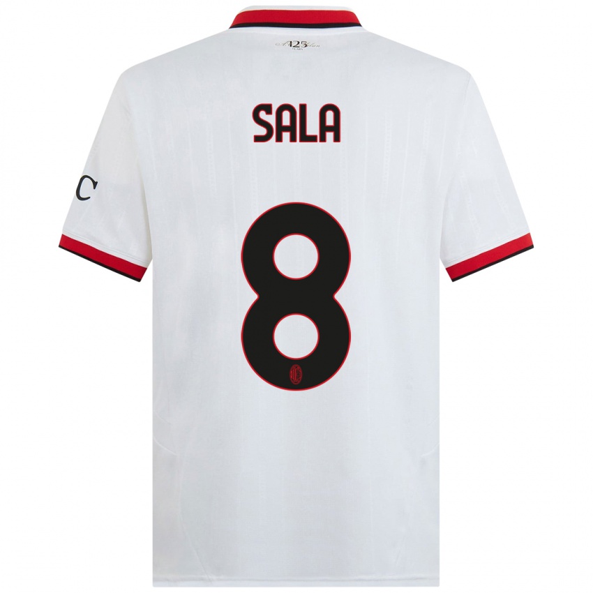 Heren Emanuele Sala #8 Wit Zwart Rood Uitshirt Uittenue 2024/25 T-Shirt