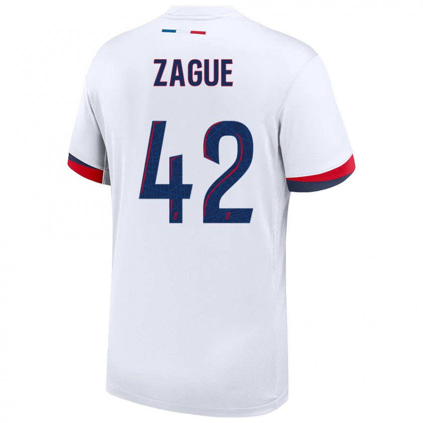 Heren Yoram Zague #42 Wit Blauw Rood Uitshirt Uittenue 2024/25 T-Shirt