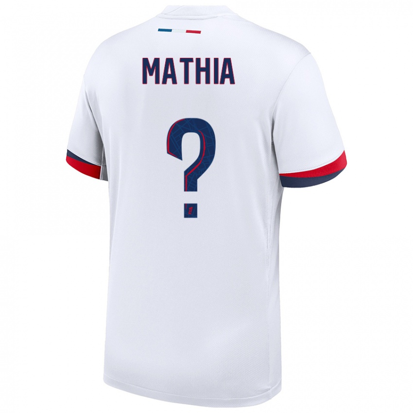 Heren Olivier Mathia #0 Wit Blauw Rood Uitshirt Uittenue 2024/25 T-Shirt