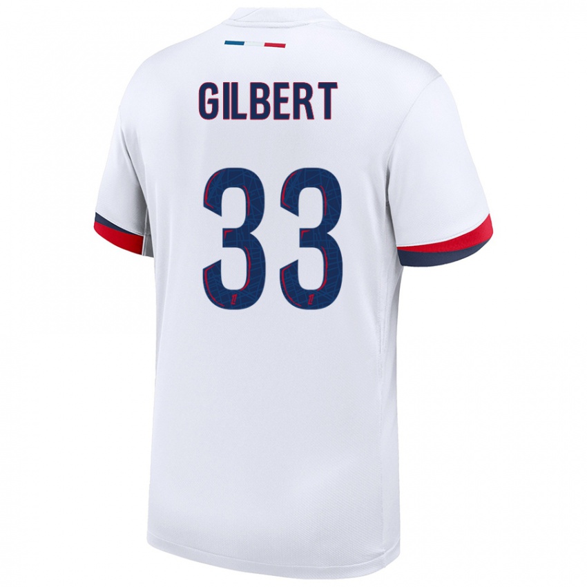 Heren Tara Elimbi Gilbert #33 Wit Blauw Rood Uitshirt Uittenue 2024/25 T-Shirt