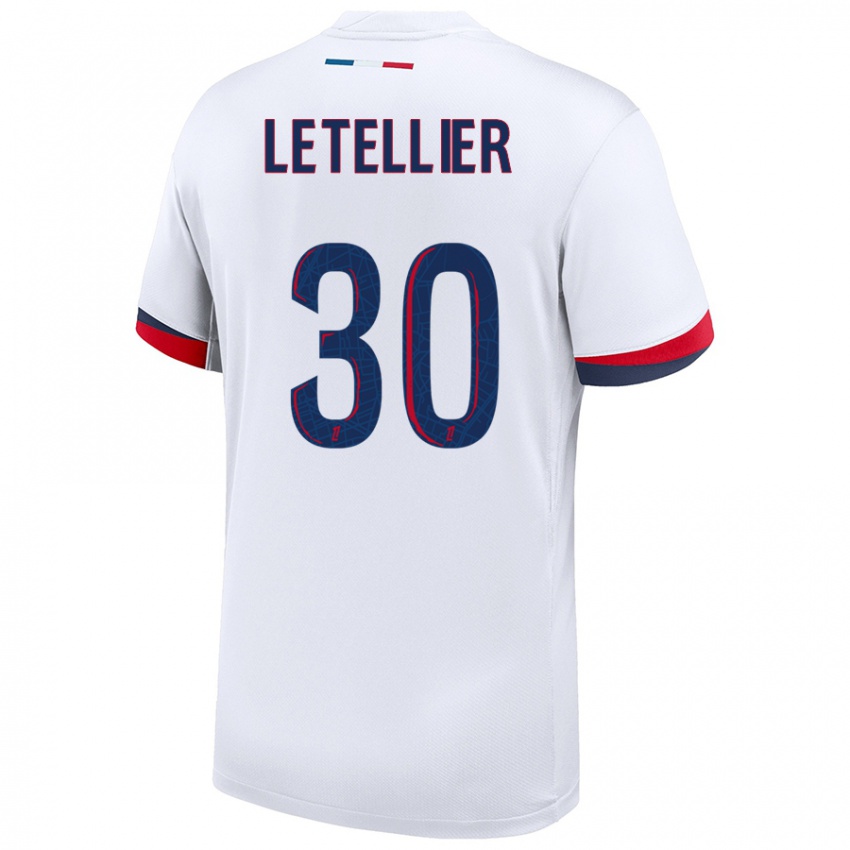 Heren Alexandre Letellier #30 Wit Blauw Rood Uitshirt Uittenue 2024/25 T-Shirt