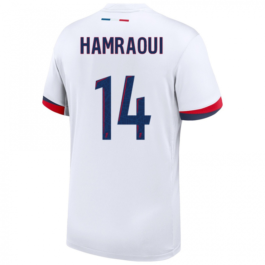 Heren Kheira Hamraoui #14 Wit Blauw Rood Uitshirt Uittenue 2024/25 T-Shirt