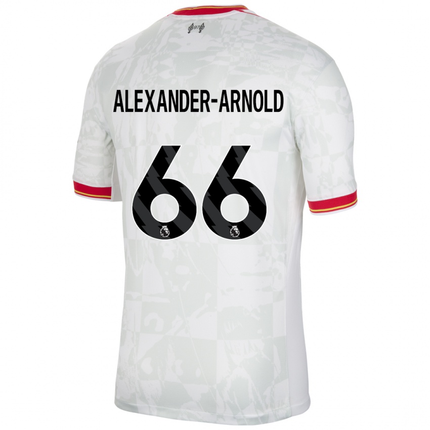 Heren Trent Alexander-Arnold #66 Wit Rood Zwart Thuisshirt Derde Tenue 2024/25 T-Shirt