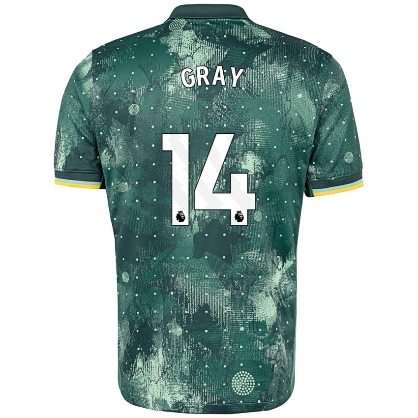 Heren Archie Gray #14 Muntgroen Thuisshirt Derde Tenue 2024/25 T-Shirt