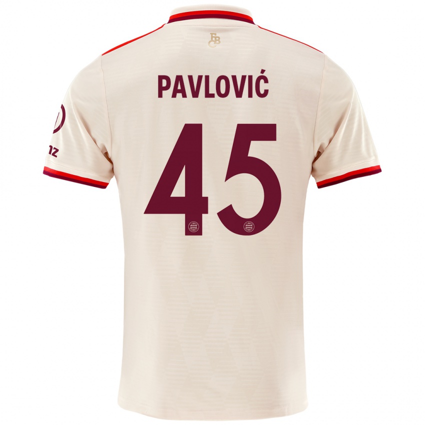 Heren Aleksandar Pavlovic #45 Linen Thuisshirt Derde Tenue 2024/25 T-Shirt