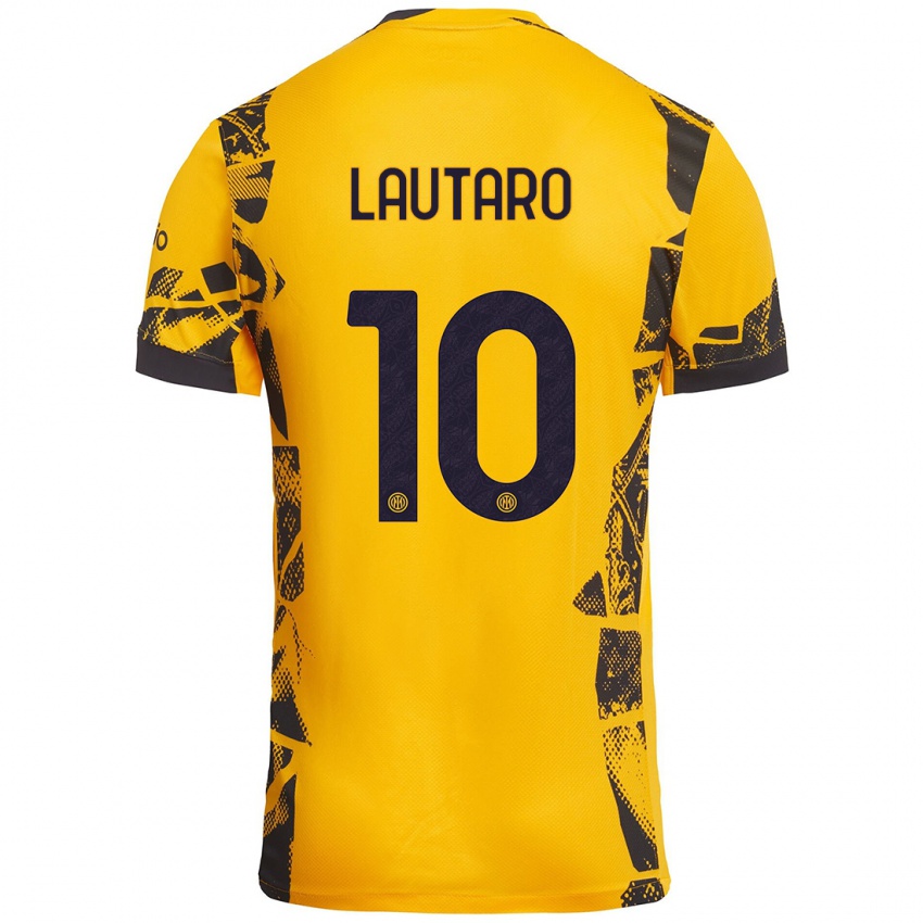 Heren Lautaro Martínez #10 Goud Zwart Thuisshirt Derde Tenue 2024/25 T-Shirt