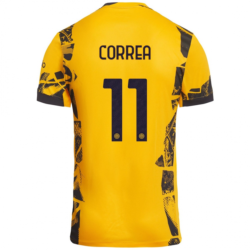 Heren Joaquín Correa #11 Goud Zwart Thuisshirt Derde Tenue 2024/25 T-Shirt