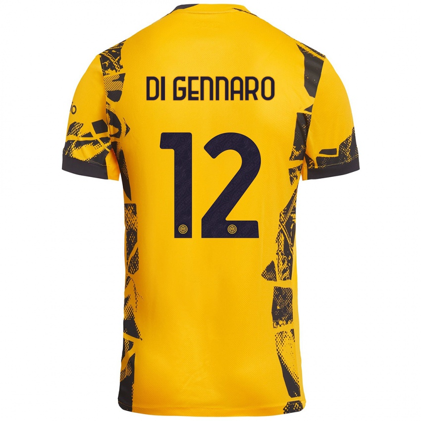 Heren Raffaele Di Gennaro #12 Goud Zwart Thuisshirt Derde Tenue 2024/25 T-Shirt