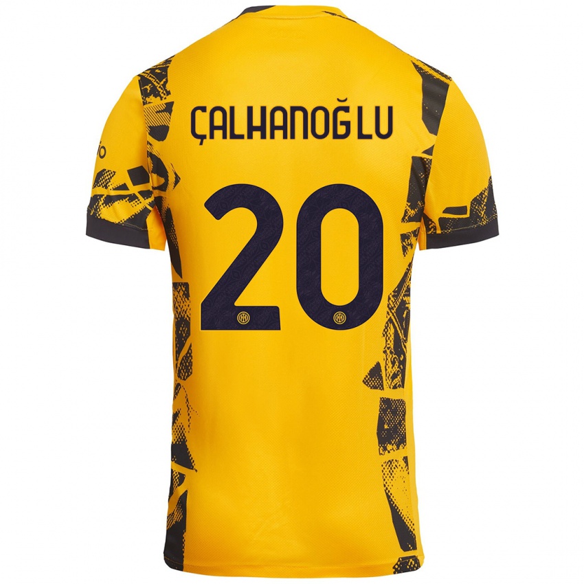 Heren Hakan Çalhanoğlu #20 Goud Zwart Thuisshirt Derde Tenue 2024/25 T-Shirt