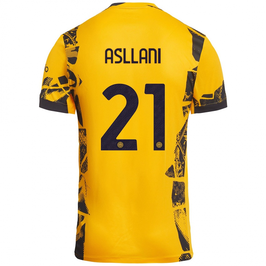 Heren Kristjan Asllani #21 Goud Zwart Thuisshirt Derde Tenue 2024/25 T-Shirt