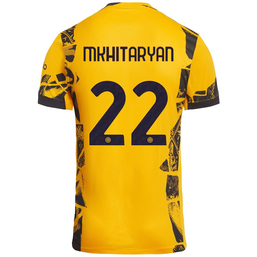 Heren Henrikh Mkhitaryan #22 Goud Zwart Thuisshirt Derde Tenue 2024/25 T-Shirt