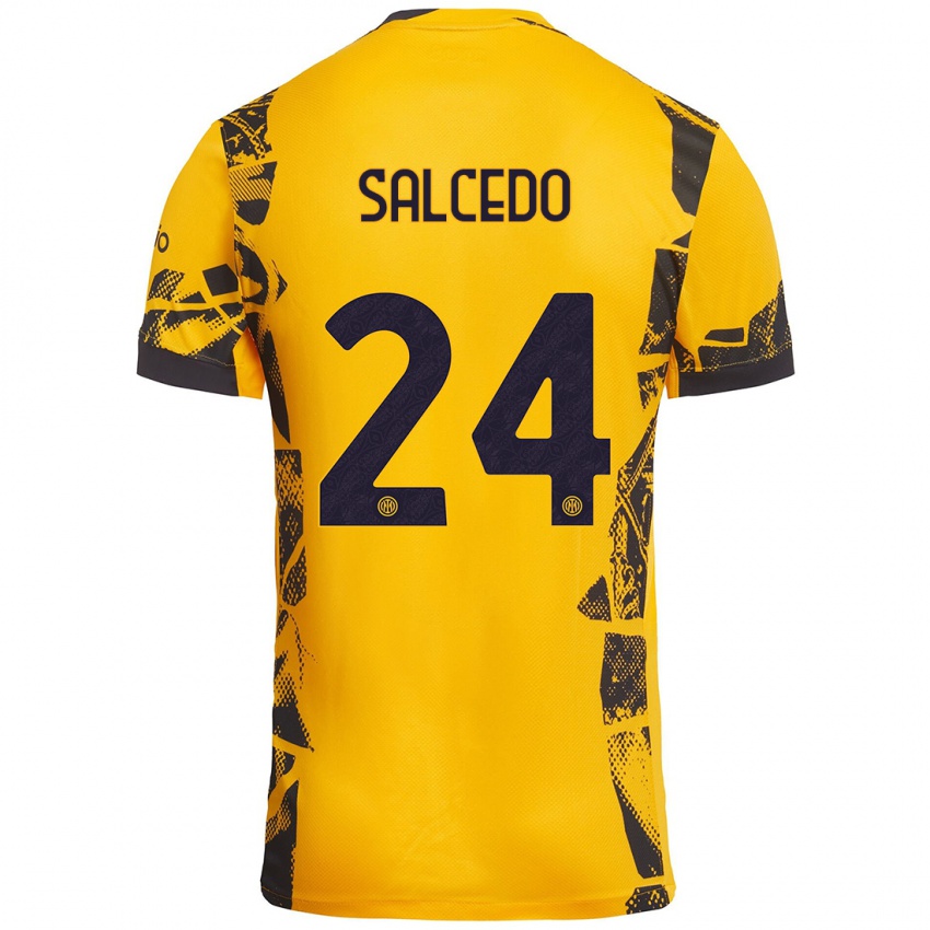 Heren Eddie Salcedo #24 Goud Zwart Thuisshirt Derde Tenue 2024/25 T-Shirt