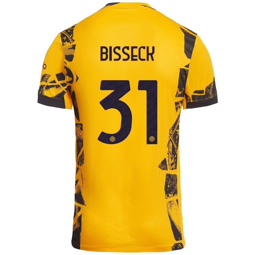 Heren Yann Bisseck #31 Goud Zwart Thuisshirt Derde Tenue 2024/25 T-Shirt