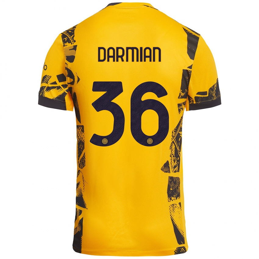 Heren Matteo Darmian #36 Goud Zwart Thuisshirt Derde Tenue 2024/25 T-Shirt