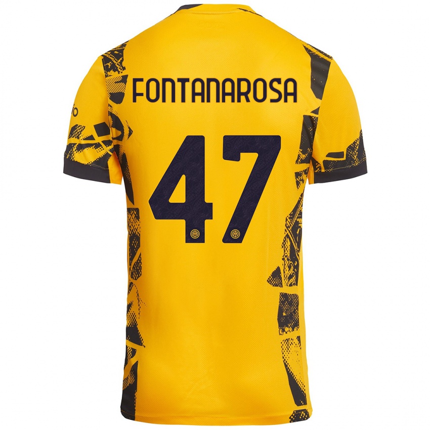 Heren Alessandro Fontanarosa #47 Goud Zwart Thuisshirt Derde Tenue 2024/25 T-Shirt