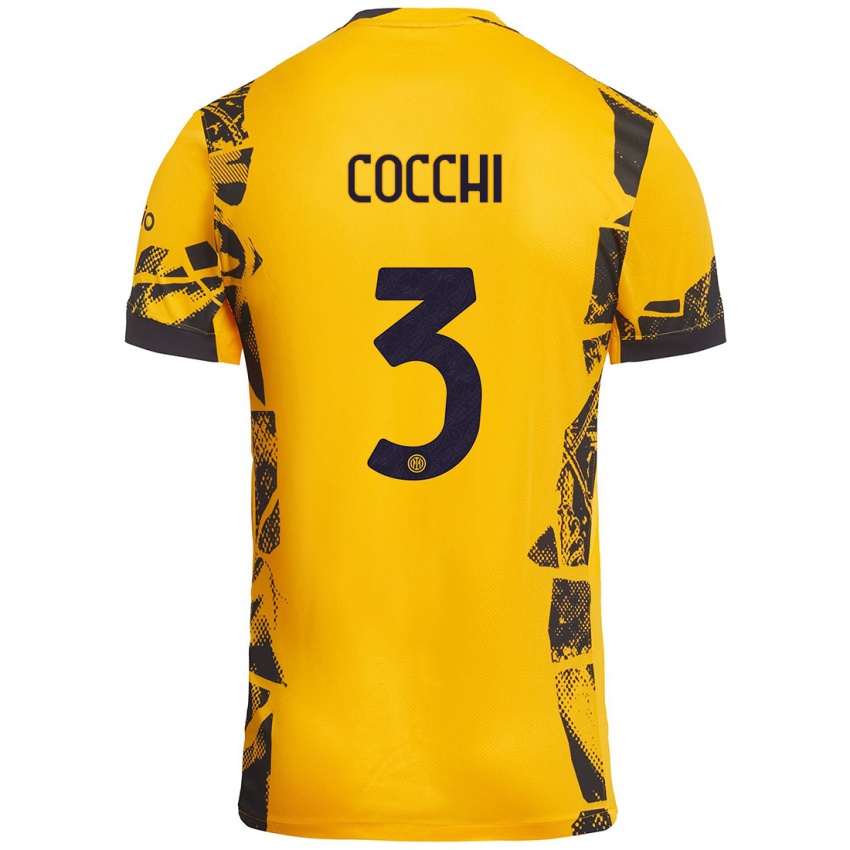 Heren Matteo Cocchi #3 Goud Zwart Thuisshirt Derde Tenue 2024/25 T-Shirt