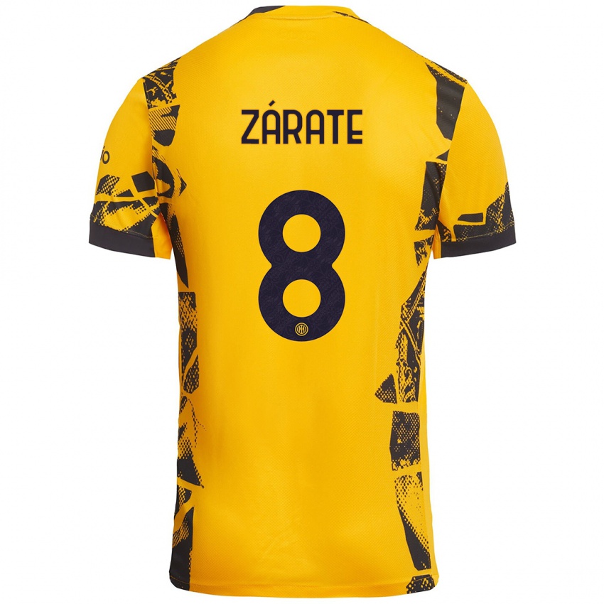 Heren Dilan Zárate #8 Goud Zwart Thuisshirt Derde Tenue 2024/25 T-Shirt