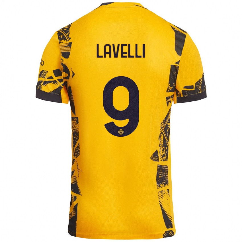 Heren Matteo Lavelli #9 Goud Zwart Thuisshirt Derde Tenue 2024/25 T-Shirt