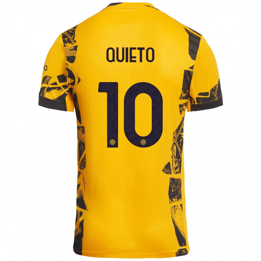 Heren Daniele Quieto #10 Goud Zwart Thuisshirt Derde Tenue 2024/25 T-Shirt