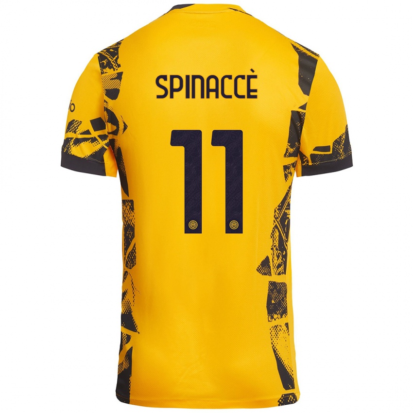 Heren Matteo Spinaccè #11 Goud Zwart Thuisshirt Derde Tenue 2024/25 T-Shirt