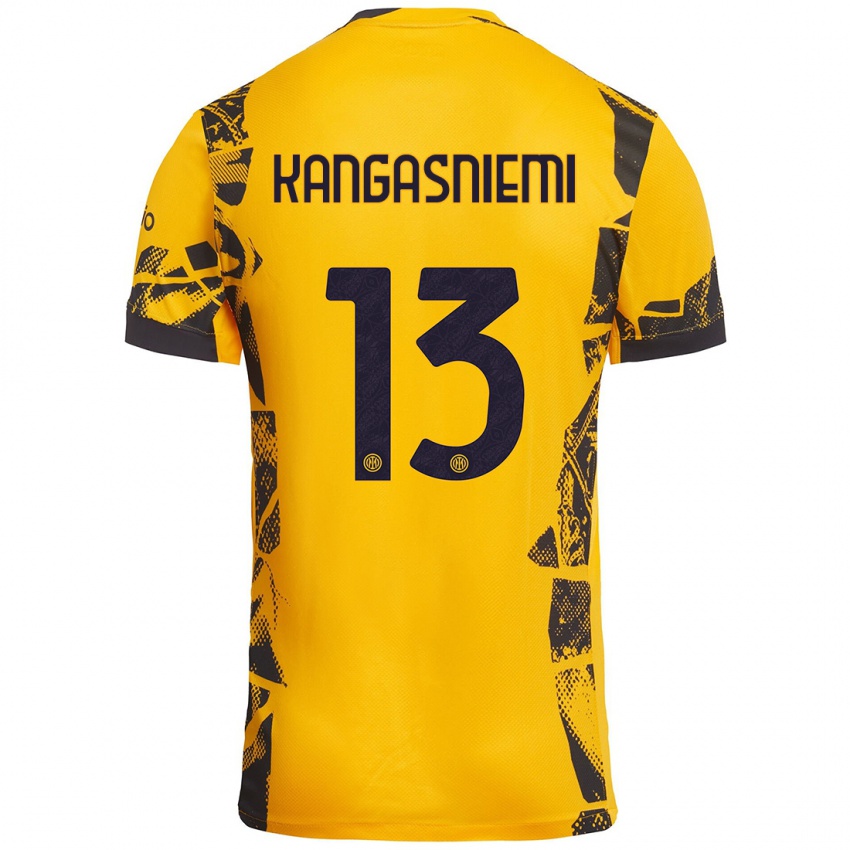 Heren Ilari Kangasniemi #13 Goud Zwart Thuisshirt Derde Tenue 2024/25 T-Shirt