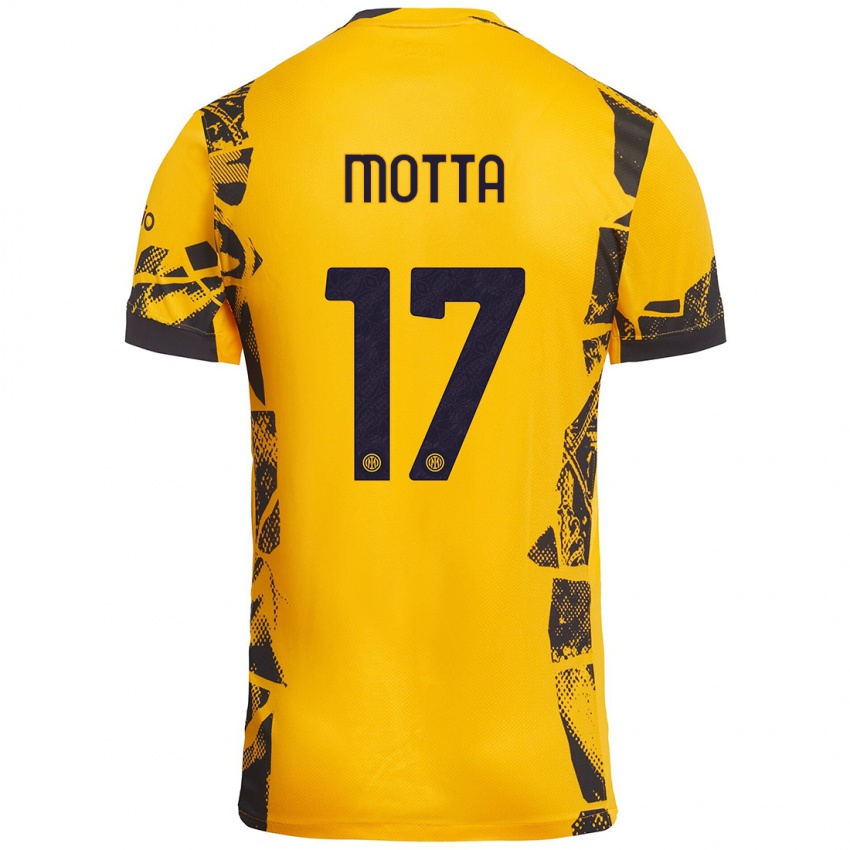 Heren Matteo Motta #17 Goud Zwart Thuisshirt Derde Tenue 2024/25 T-Shirt