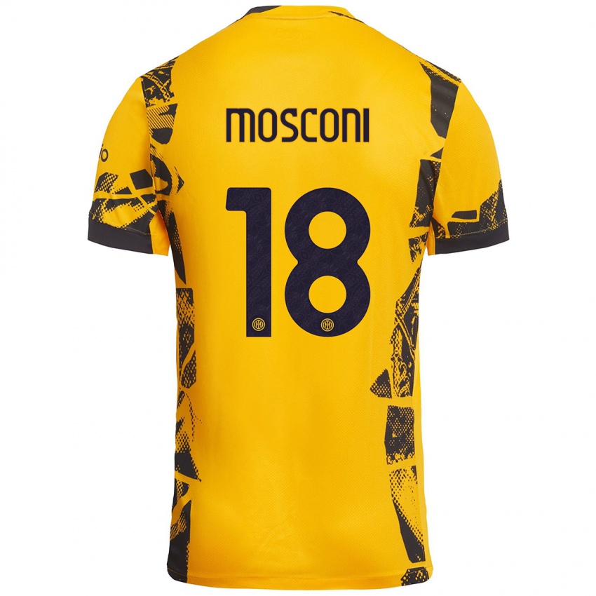 Heren Mattia Mosconi #18 Goud Zwart Thuisshirt Derde Tenue 2024/25 T-Shirt