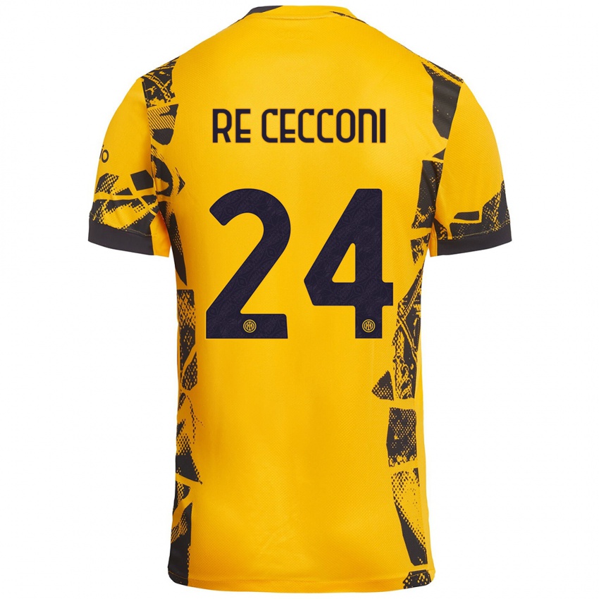 Heren Gabriele Re Cecconi #24 Goud Zwart Thuisshirt Derde Tenue 2024/25 T-Shirt