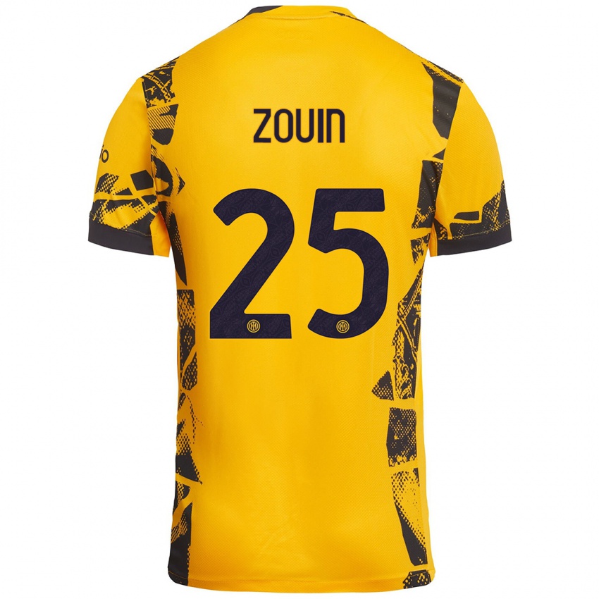 Heren Aymen Zouin #25 Goud Zwart Thuisshirt Derde Tenue 2024/25 T-Shirt