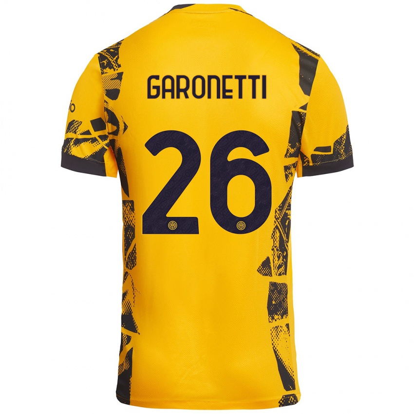 Heren Gabriele Garonetti #26 Goud Zwart Thuisshirt Derde Tenue 2024/25 T-Shirt