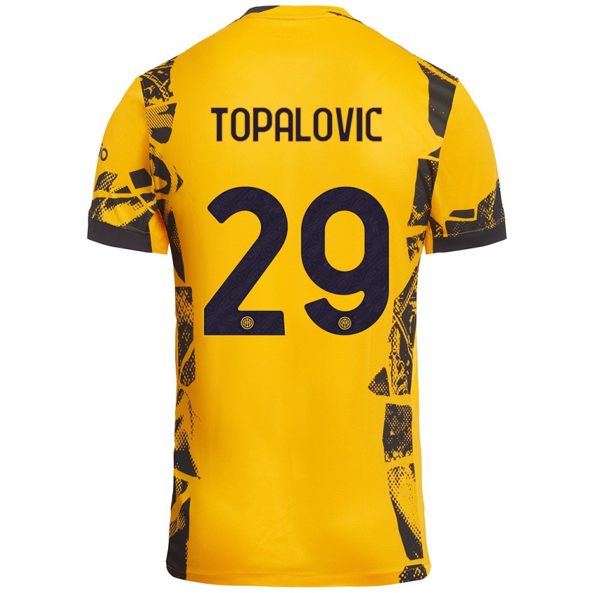 Heren Luka Topalovic #29 Goud Zwart Thuisshirt Derde Tenue 2024/25 T-Shirt