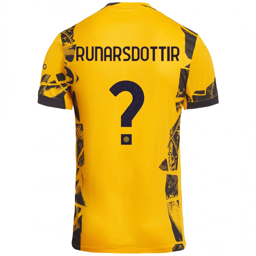 Heren Cecilía Rán Rúnarsdóttir #0 Goud Zwart Thuisshirt Derde Tenue 2024/25 T-Shirt