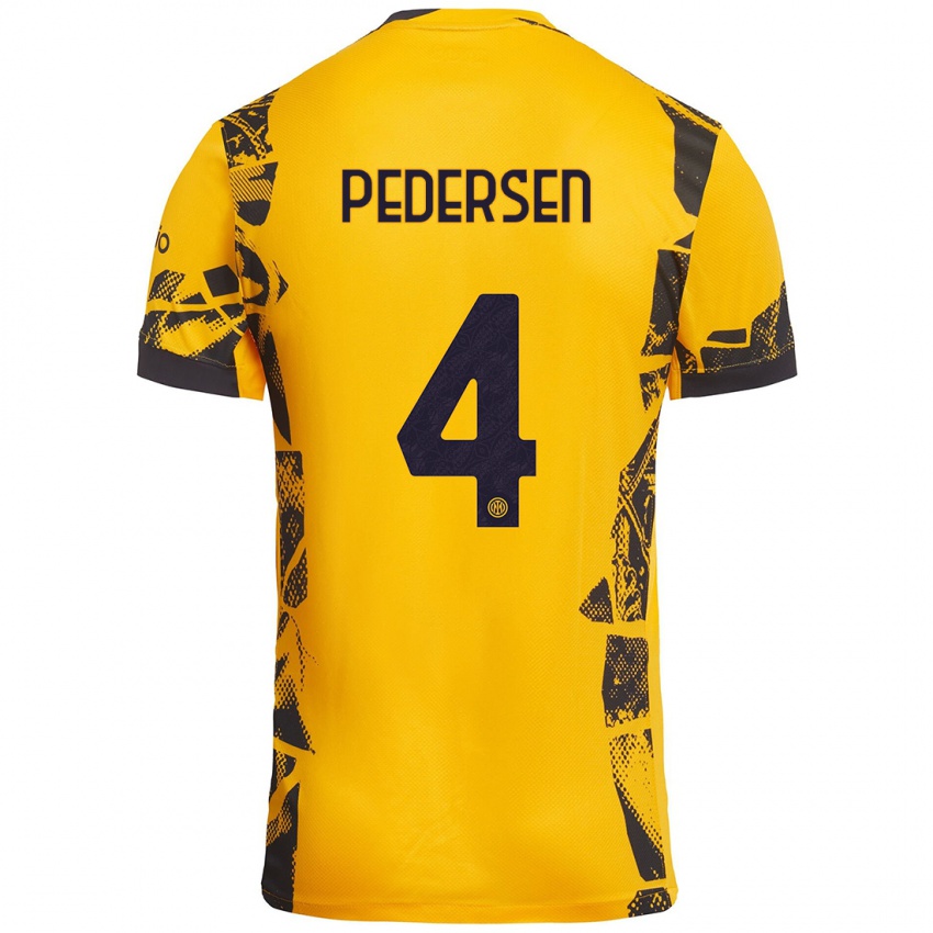 Heren Sofie Junge Pedersen #4 Goud Zwart Thuisshirt Derde Tenue 2024/25 T-Shirt