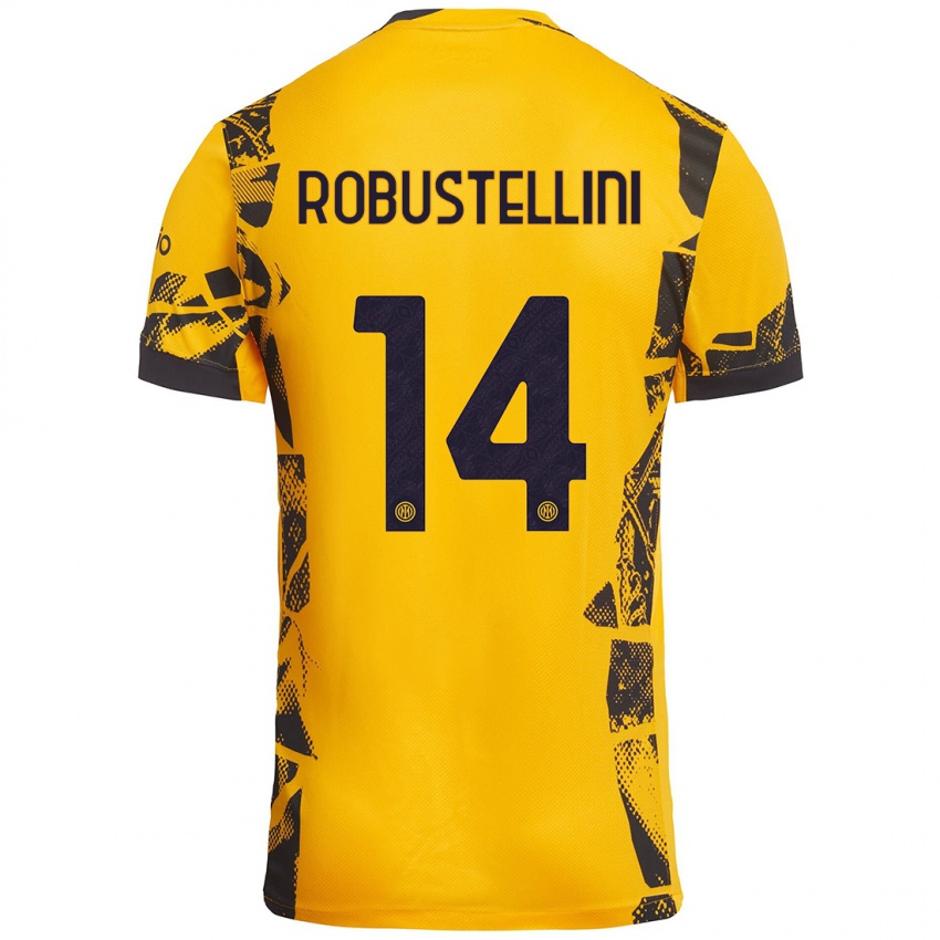 Heren Chiara Robustellini #14 Goud Zwart Thuisshirt Derde Tenue 2024/25 T-Shirt